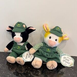 Vintage Mary's Moo Moos Plush Cows John Deere Boy And Girl Cow Farm 9"